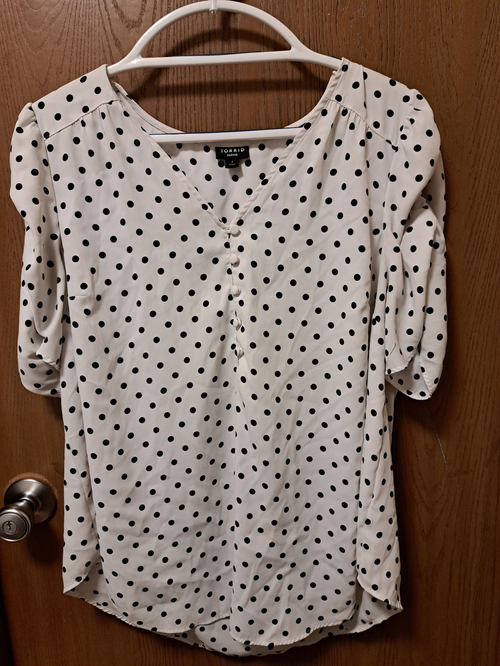 torrid White Polka Dot Blouse with Black Dots
